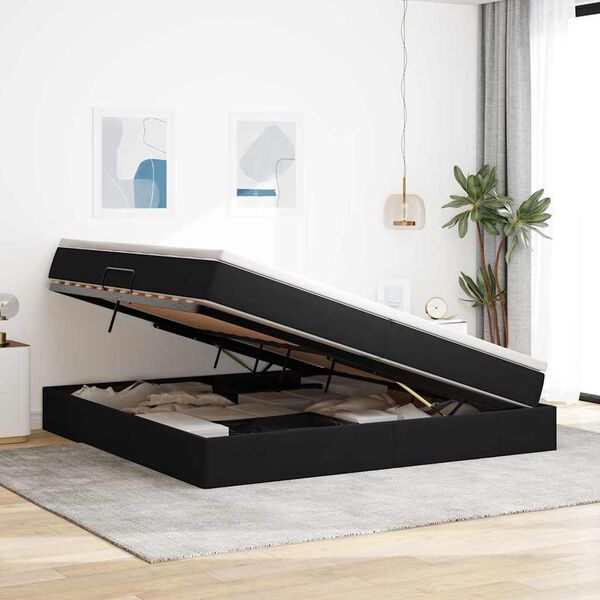 vidaXL Krevet s madracem i skladi&scaron;tem Crna 200 x 200 cm Bar&scaron;un
