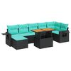 vidaXL 8-dijelni set vrtnih sofa od poliratana s jastucima crni