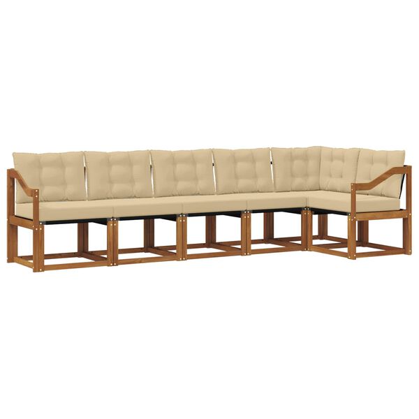 vidaXL Set vanjskih sofa s jastukom 6 pcs Prirodna i bež