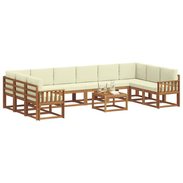 vidaXL Set vanjskih sofa s jastukom 11 pcs Prirodna i krem