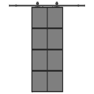 vidaXL Klizna vrata s priborom crna 76 x 205 cm kaljeno staklo