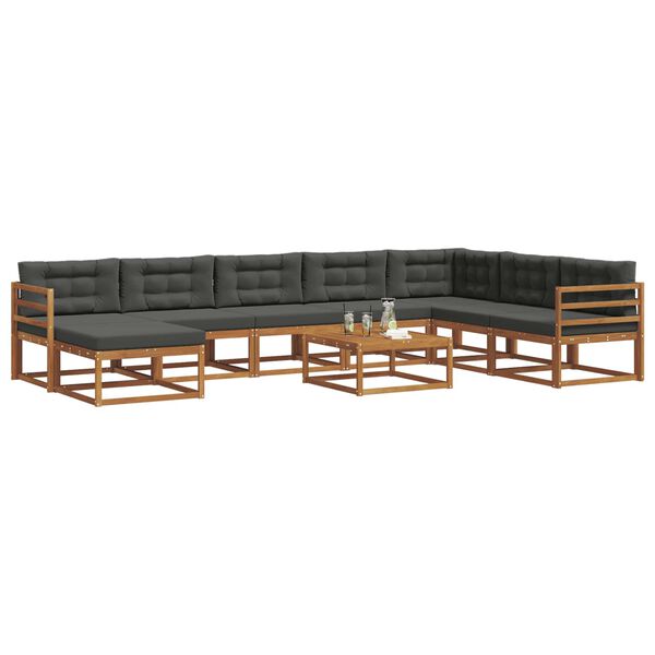 vidaXL Set vanjskih sofa s jastukom 9 pcs Prirodna i antracit