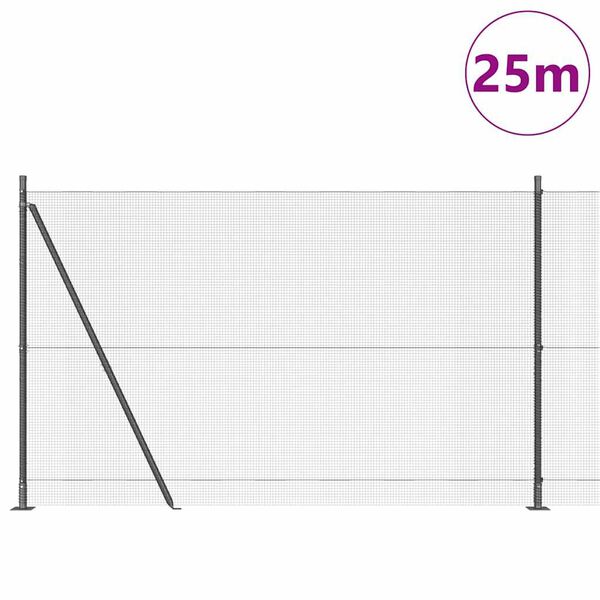 vidaXL Stup za ogradu Siva 25 x 1,4 m (12 x 12 mm mreža) Čelik i PVC