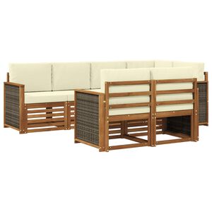 vidaXL Sekcijska garnitura s jastukom 6 pcs Prirodna i krem