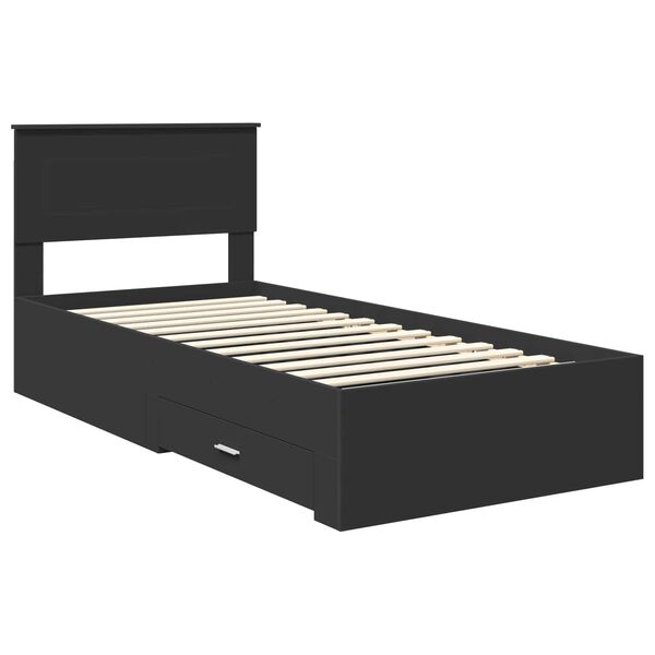 vidaXL Krevetna konstrukcija s uzglavljem Crna i srebrna 75 x 190 cm