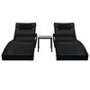 vidaXL Ležaljke za sunčanje 2 kom sa stolom poliratan i tekstilen crne
