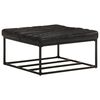 vidaXL Tabure crni 80 x 80 x 43 cm od prave kože