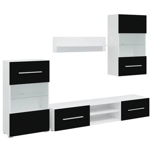 vidaXL Petodijelni zidni set TV ormarića s LED rasvjetom crni