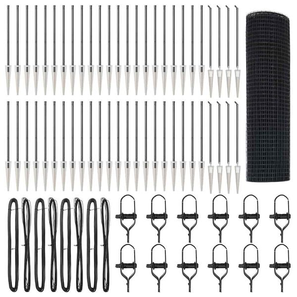 vidaXL Ograda s stupovima Siva 0.8 x 100 m Čelik