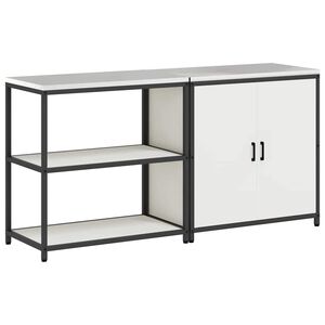 vidaXL Kuhinjski set za pohranu s policom 2 pcs Bijelo Čelična vrata