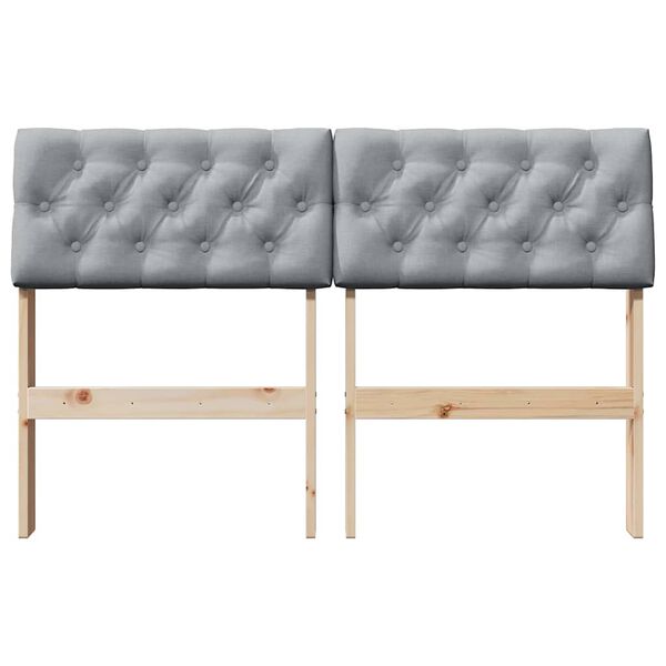 vidaXL Tapecirani uzglavlje Svijetlo siva 120 cm Čvrsto borovo drvo