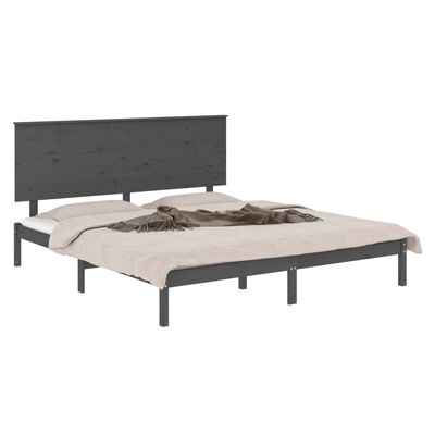vidaXL Okvir za krevet od masivnog drva sivi 150 x 200 cm 5FT King