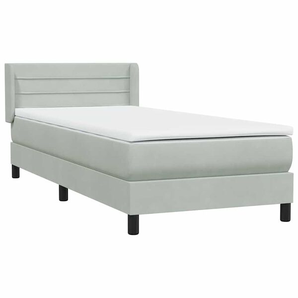 vidaXL Box Spring krevet s madracem svijetlo sivi 80x210 cm bar&scaron;un