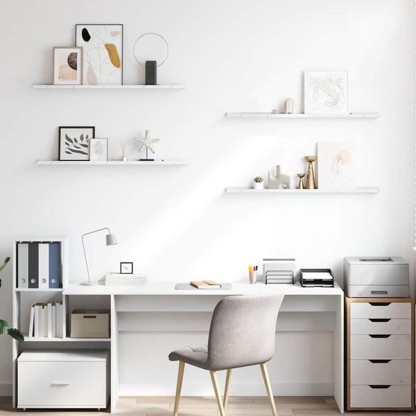 vidaXL Polica na zidu s policom 4 pcs Bijeli mramor 100 x 9 x 3 cm