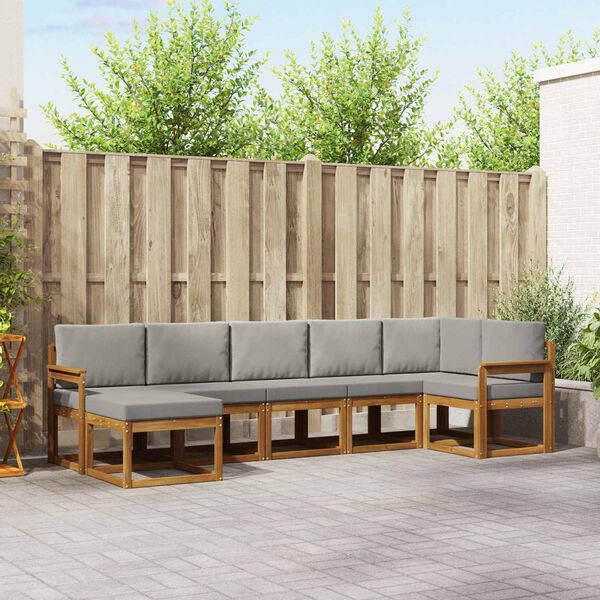 vidaXL Set vanjskih sofa s jastukom 7 pcs Prirodna i svijetlo siva