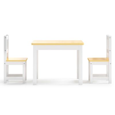 vidaXL 3-dijelni set dječjeg stola i stolica bijeli i bež MDF