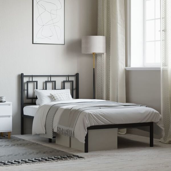vidaXL Metalni okvir za krevet s uzglavljem crni 90x190 cm