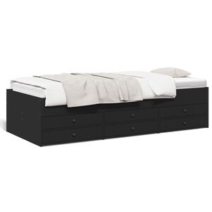 vidaXL Dnevni krevet s ladicama bez madraca crni 100 x 200 cm