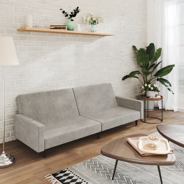 vidaXL Dvosjed na razvlačenje svjetlosivi bar&scaron;unasti