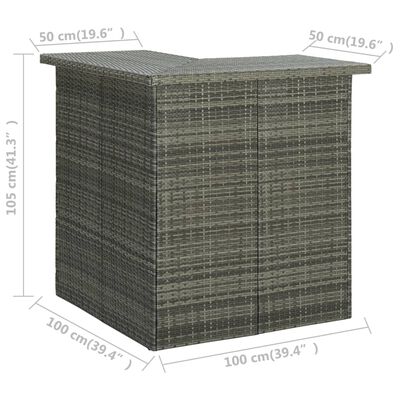 vidaXL Kutni barski stol sivi 100 x 50 x 105 cm od poliratana