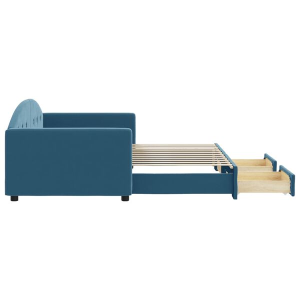vidaXL Dnevni krevet na razvlačenje s ladicama plavi 90x200 cm bar&scaron;un