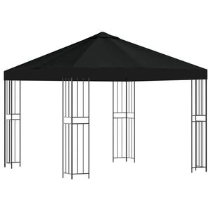 vidaXL Gazebo 3 x 3 m Crna Poliester i čelik 190 gsm