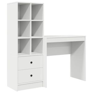 vidaXL Stol s ladicama s policom s pohranom 2 pcs Bijelo