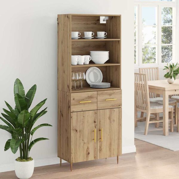 vidaXL Highboard Umjetnički hrast 69,5 x 34 x 180 cm Konstruirano drvo