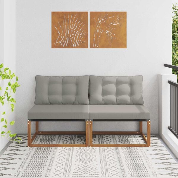 vidaXL 2 Komad Srednja sofa za van Čvrsto drvo akacije Prirodna