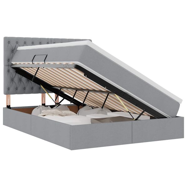 vidaXL Krevet s od storage Svijetlo siva 140 x 200 cm Lažna koža