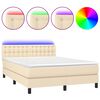 vidaXL Krevet box spring s madracem LED krem 140x200 cm od tkanine