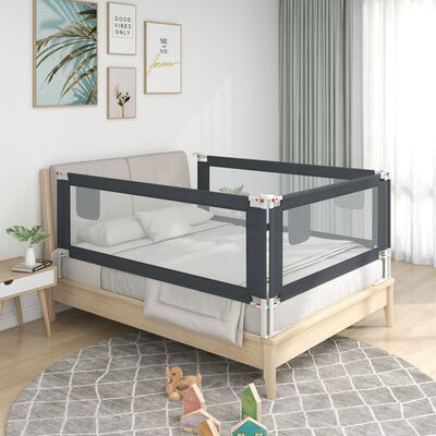 vidaXL Sigurnosna ograda za dječji krevet tamnosiva 190x25 cm tkanina