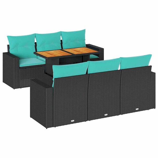 vidaXL 7-dijelni set vrtnih sofa od poliratana s jastucima crni