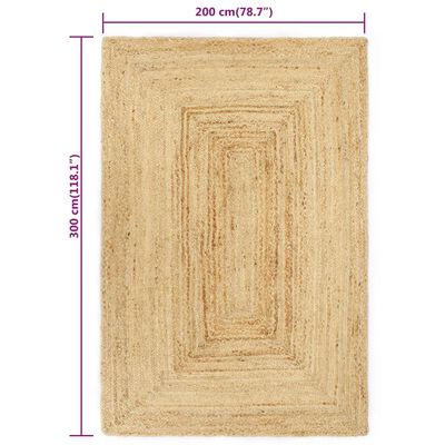 vidaXL Ručno rađeni tepih od jute 200 x 300 cm