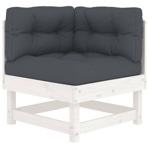 vidaXL Kutna sofa od masivne borovine s jastucima bijela