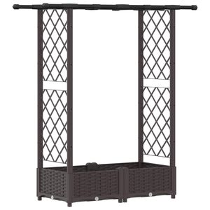 vidaXL Povi&scaron;eni krevet s mrežom i krovom Smeđa 122,5 x 40 x 121 cm PP