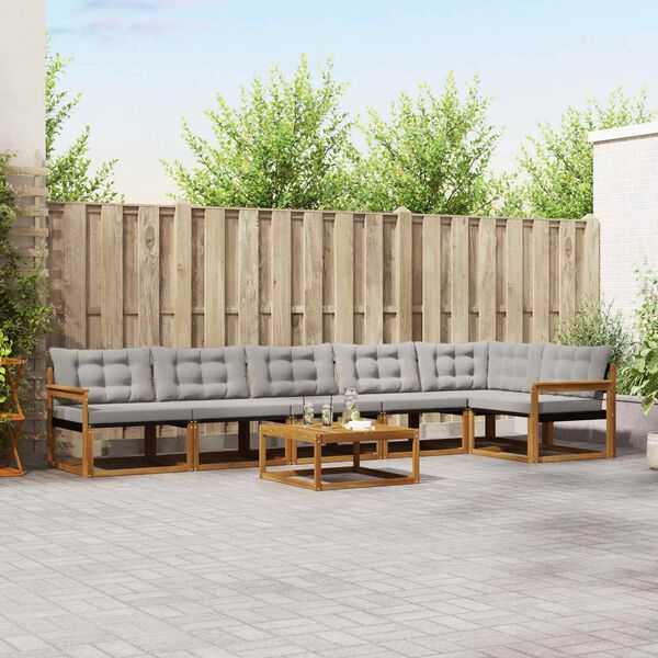 vidaXL Set vanjskih sofa s jastukom 7 pcs Prirodna i svijetlo siva