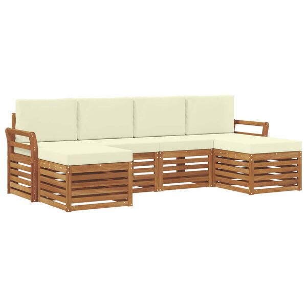 vidaXL Setovi sofa 6 pcs Prirodna i krem Čvrsto drvo akacije