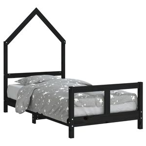 vidaXL Okvir za dječji krevet crni 80 x 160 cm od masivne borovine