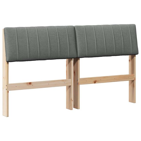 vidaXL Tapecirani uzglavlje Tamno siva 140 cm Čvrsto borovo drvo