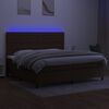 vidaXL Krevet box spring s madracem LED tamnosmeđi 200x200 cm tkanina