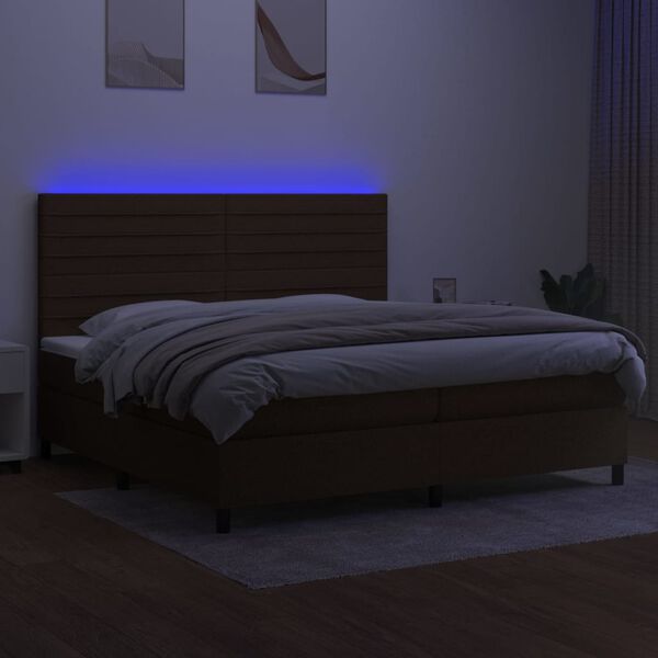 vidaXL Krevet box spring s madracem LED tamnosmeđi 200x200 cm tkanina