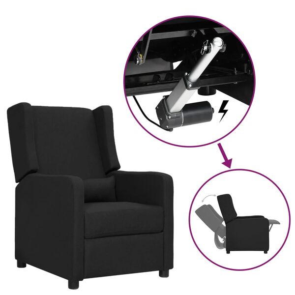 vidaXL Fotelja na podizanje od tkanine crna