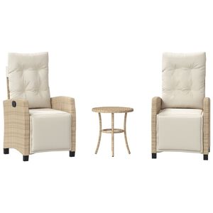 vidaXL 3-dijelni bistro set s jastucima bež od poliratana