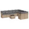 vidaXL 10-dijelni set vrtnih sofa s jastucima bež od poliratana