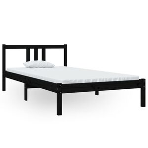 vidaXL Okvir za krevet od masivnog drva crni 100 x 200 cm