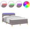 vidaXL LED Box Spring Krevet Sivo-smeđa 140 x 190 cm tkanina