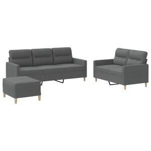 vidaXL 3-dijelni set sofa s jastucima tamnosivi od tkanine