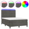 vidaXL Krevet box spring s madracem LED tamnosivi 140x190 cm bar&scaron;un