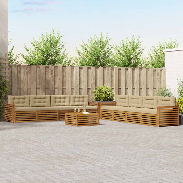 vidaXL Set vanjskih sofa s jastukom 9 pcs Prirodna i bež